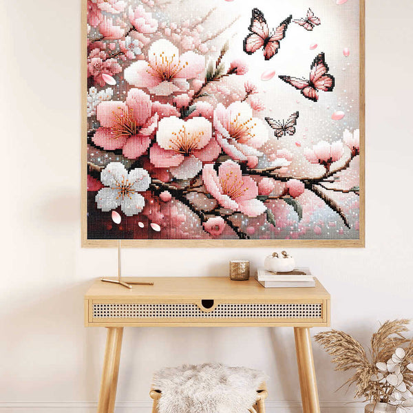 Butterfly and flowers in pink — Diamond Painting Kit, product view 2