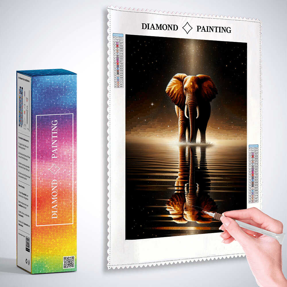 Mirror image, Elephant — Diamond Painting Kit, product view 3