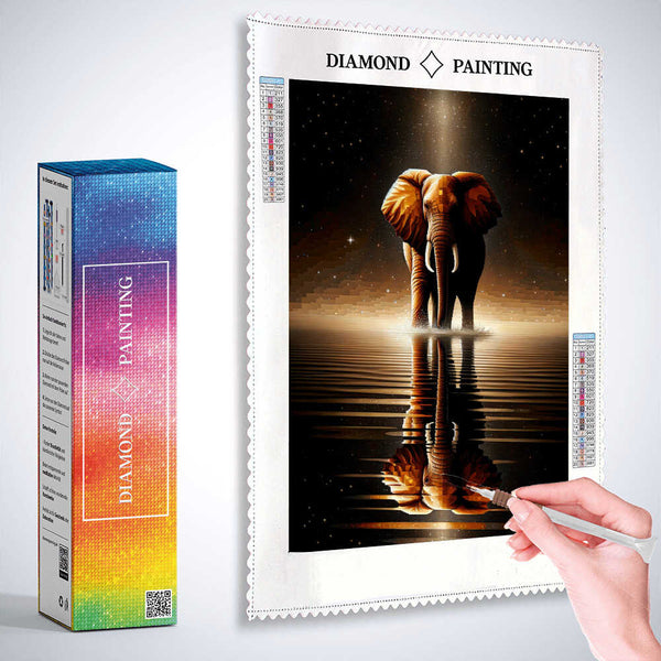 Mirror image, Elephant — Diamond Painting Kit, product view 3