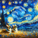 Corgi beneath the Stars — Diamond Painting Kit design