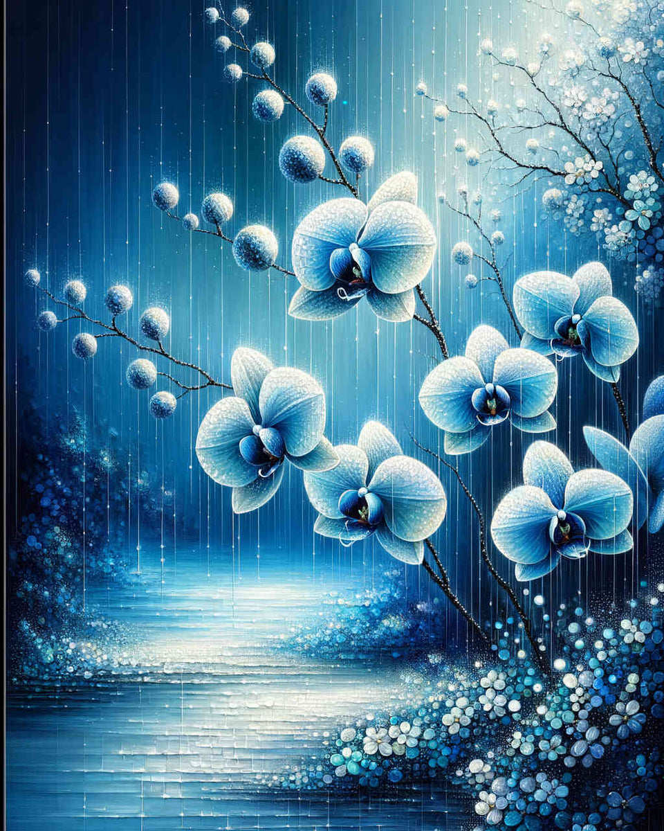 Orchid in blue — Diamond Painting Kit design