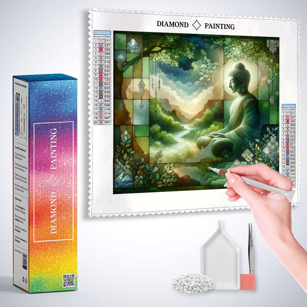 Buddha at the window — Diamond Painting Kit, product view 3