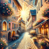 Romantic old town street — Diamond Painting Kit design