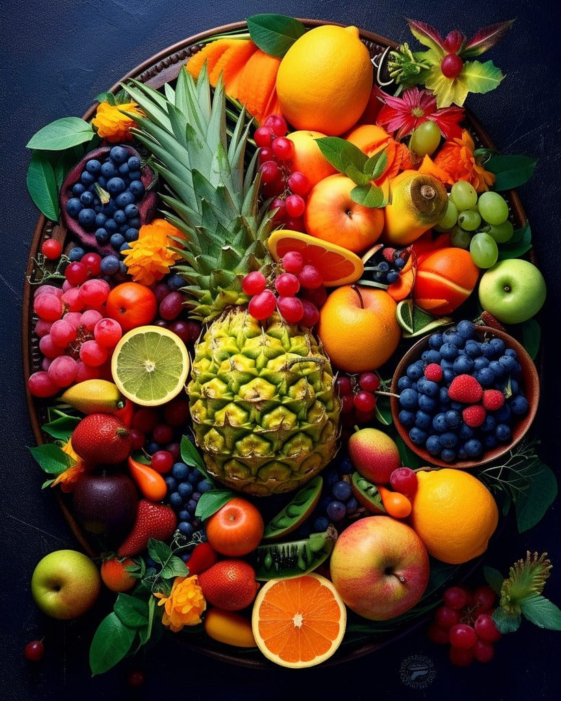 Fruits and Flowers, Abstract — Diamond Painting Kit design