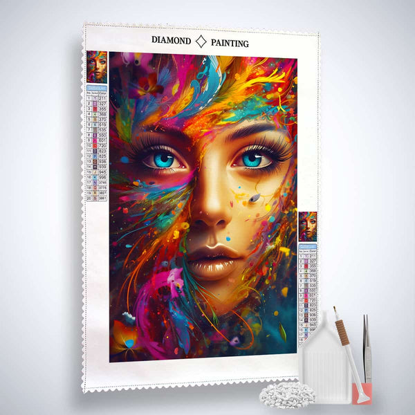 Colorful Woman — AB Diamond Painting Kit, product view 2