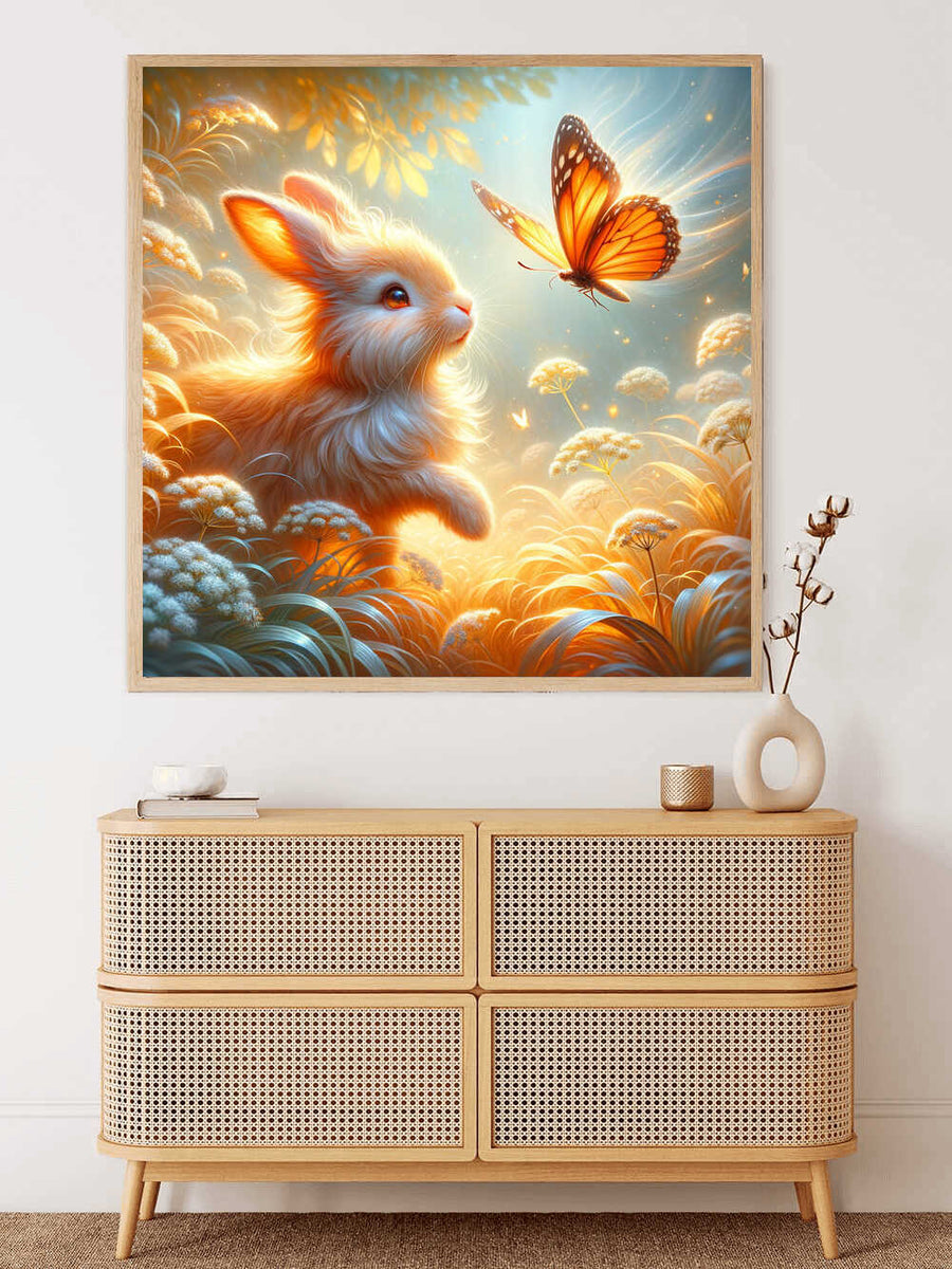 Rabbit with butterfly — Diamond Painting Kit, product view 2