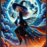 Witch on a broom — Diamond Painting Kit design
