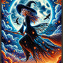 Witch on a broom — Diamond Painting Kit design