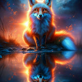 Fox mirror image, colored — Diamond Painting Kit design