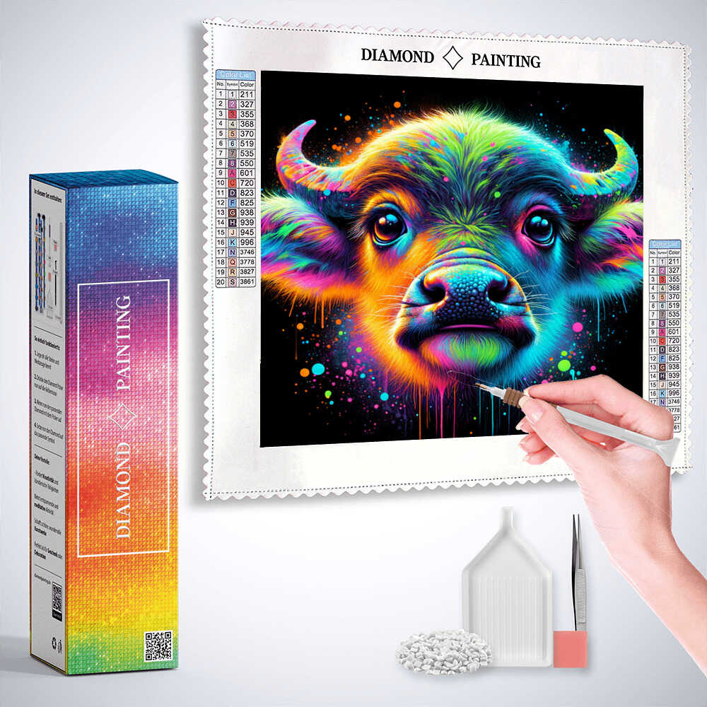Cosmic Buffalo Colors — Diamond Painting Kit, product view 3