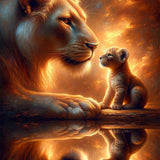 Mirror image, lioness and child — Diamond Painting Kit design