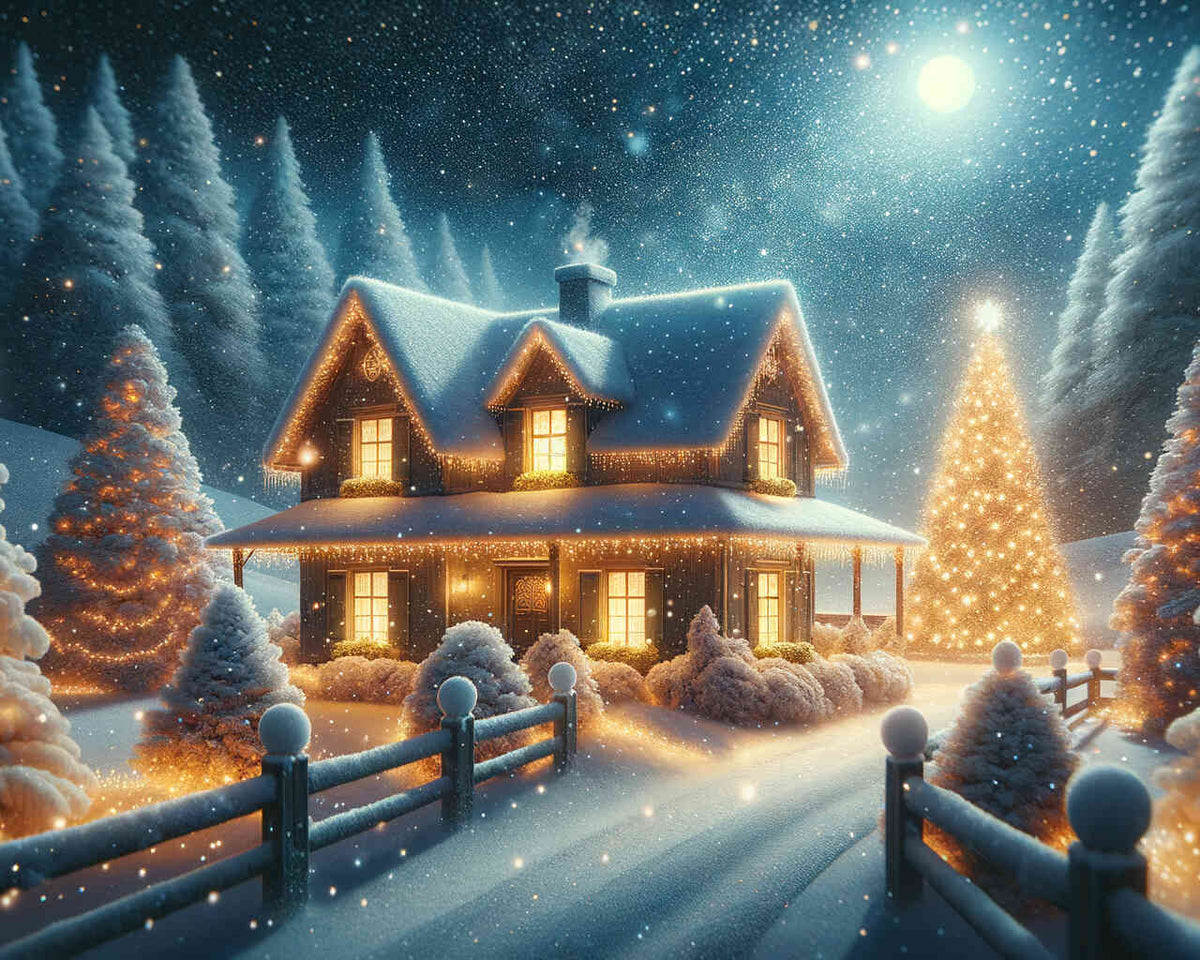 The Snowy Christmas House — Diamond Painting Kit design