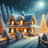 The Snowy Christmas House — Diamond Painting Kit design
