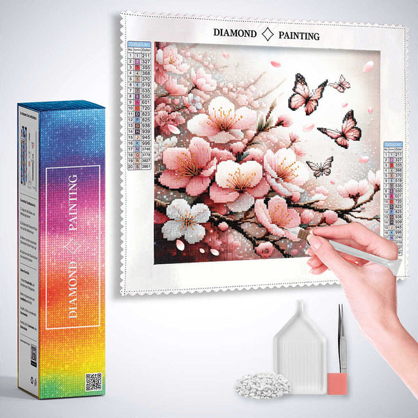 Butterfly and flowers in pink — Diamond Painting Kit, product view 3