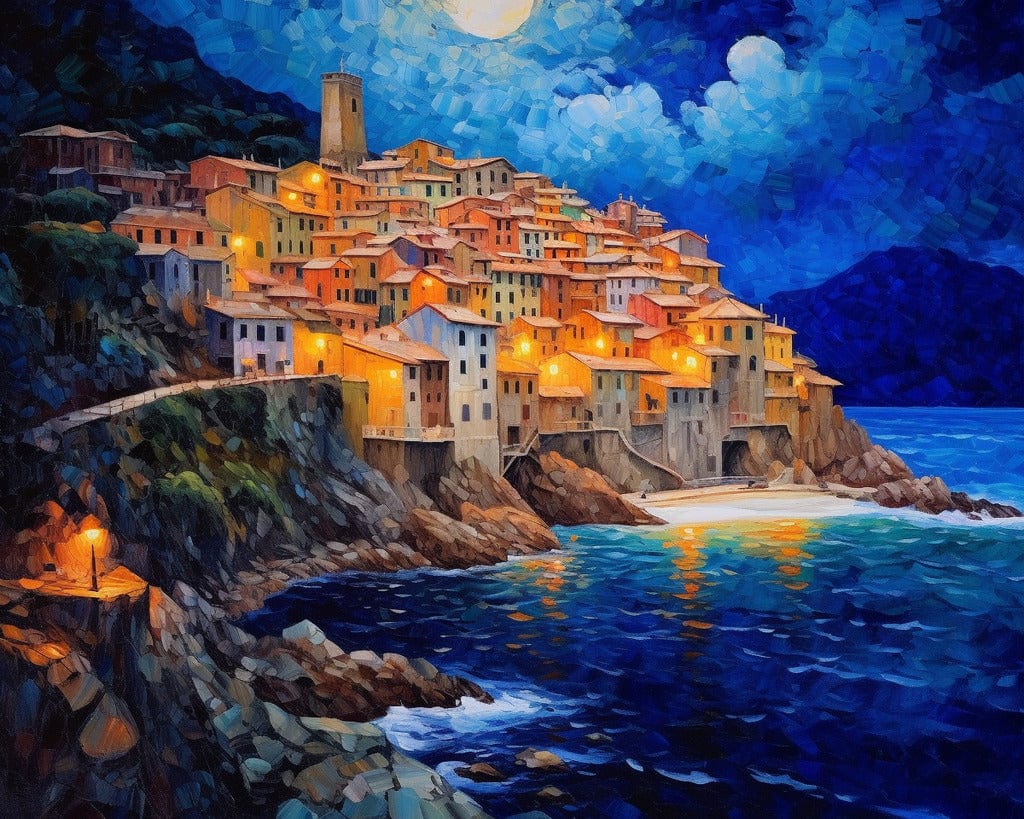 Picturesque Manarola on the Mediterranean — Diamond Painting Kit design
