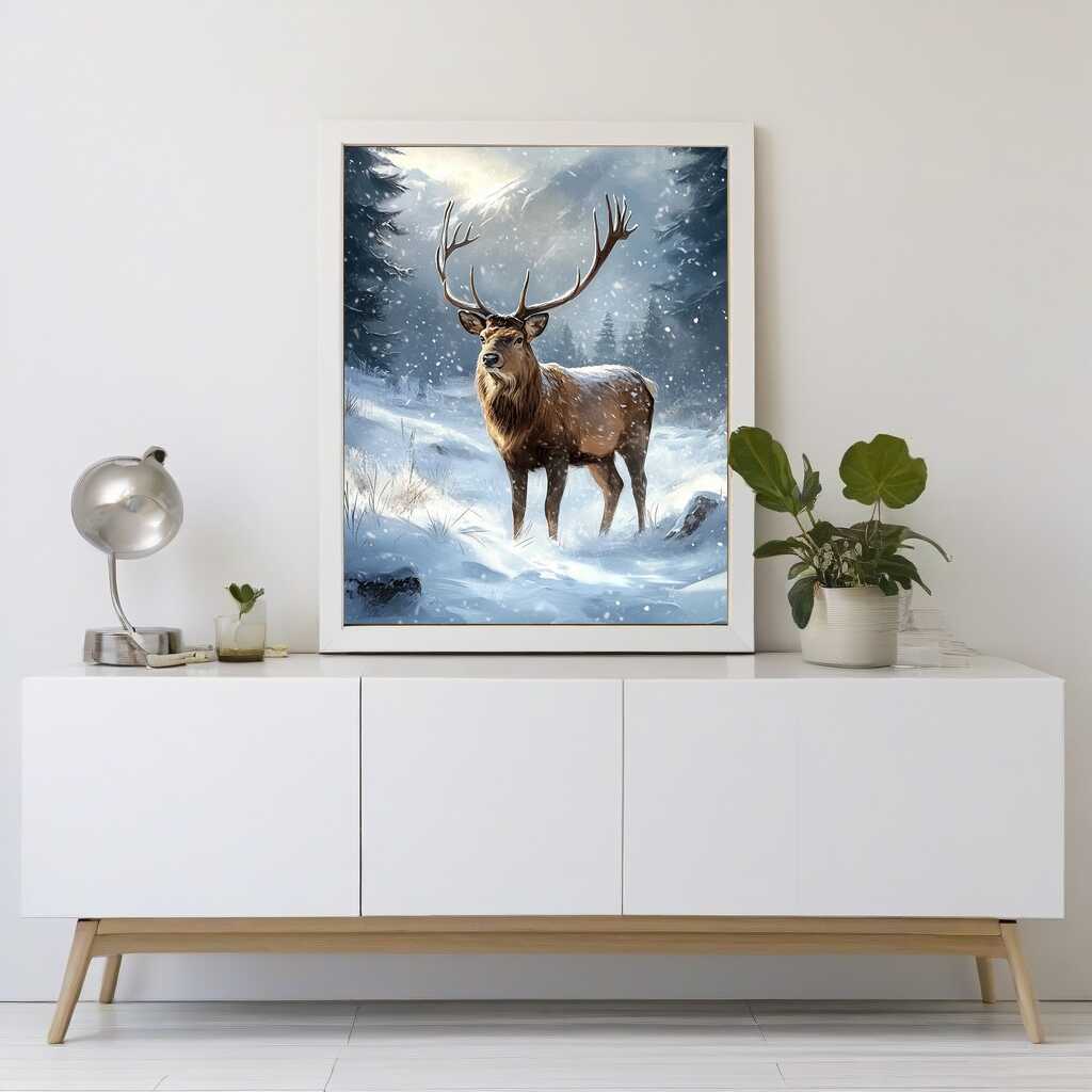 Deer in the snow — Diamond Painting Kit, product view 2