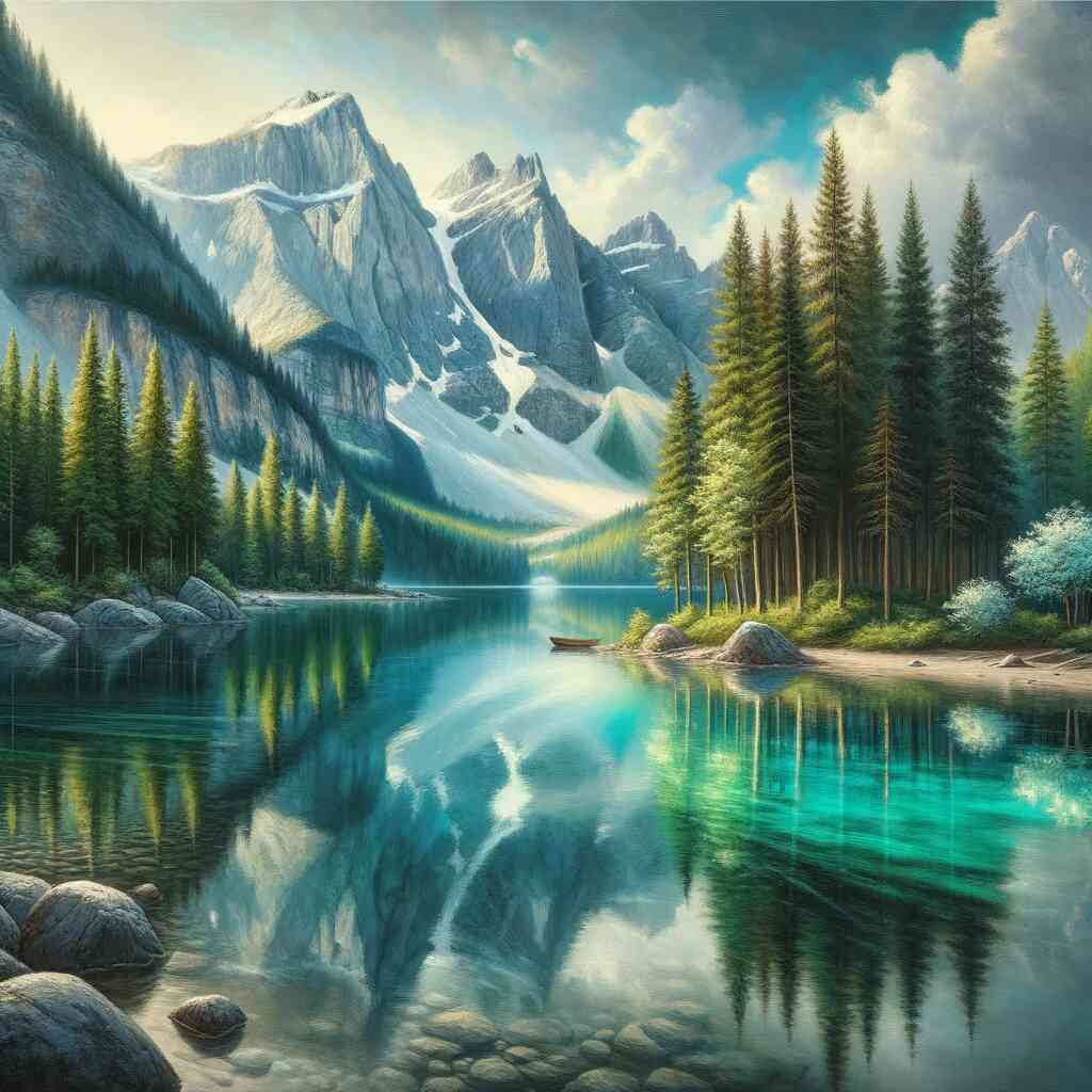 Clear mountain lake — Diamond Painting Kit design