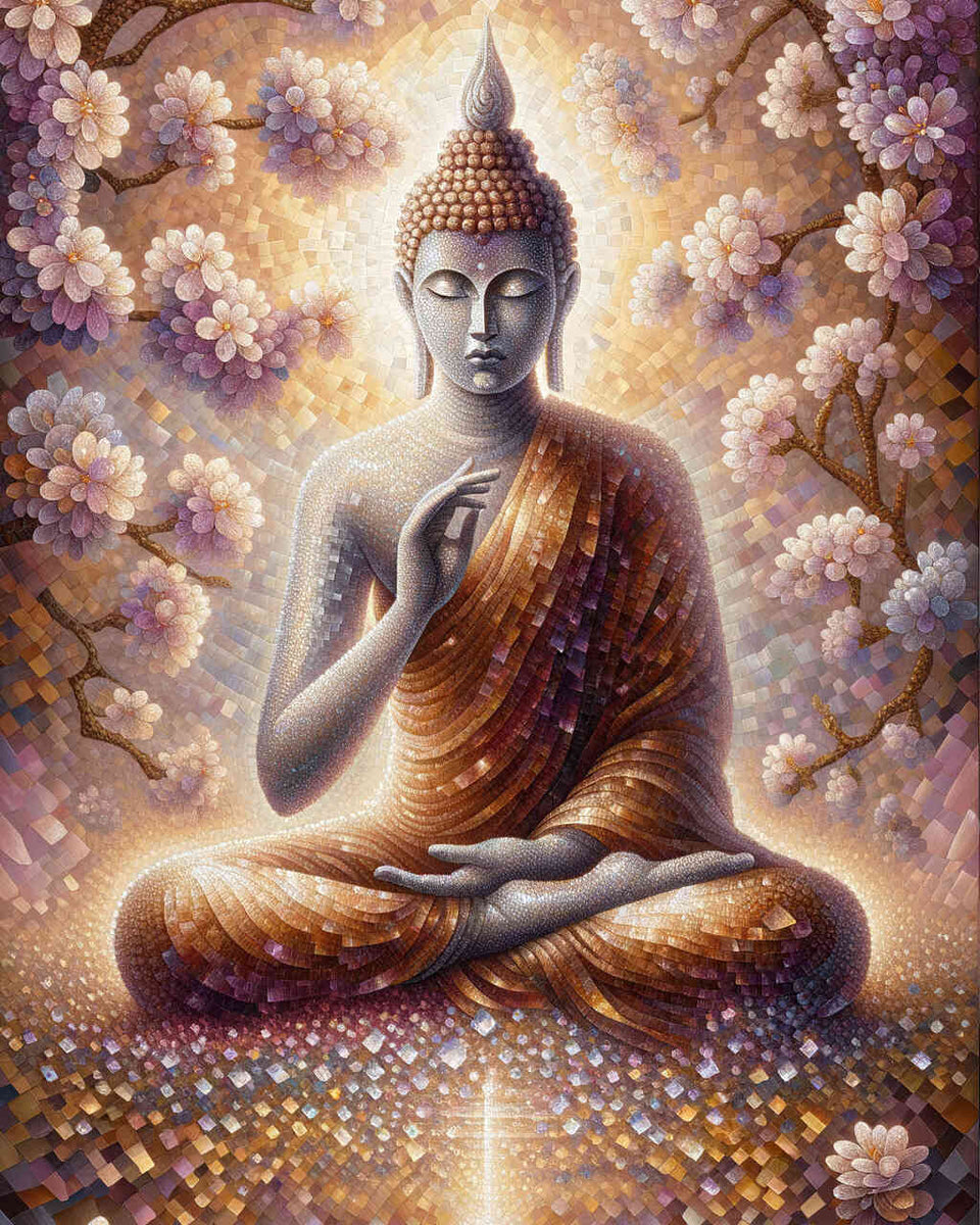 Buddha surrounded by flowers — Diamond Painting Kit design