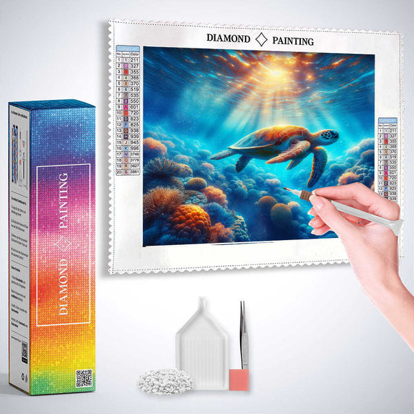 Sea Turtle and Coral — Diamond Painting Kit, product view 3