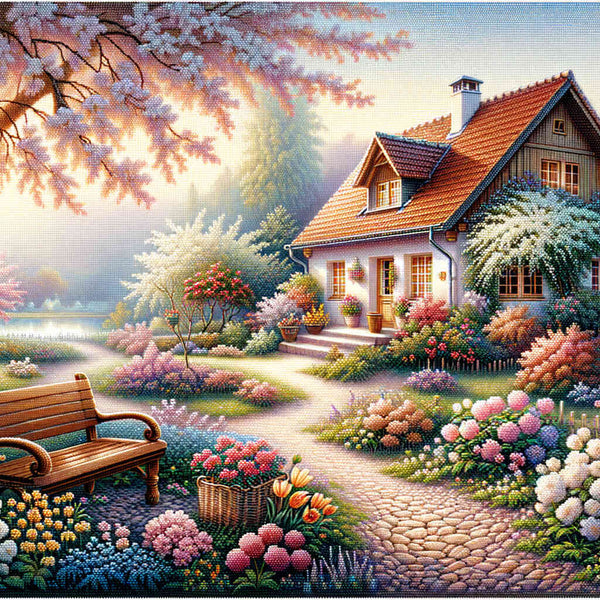 Country Cottage Idyll — Diamond Painting Kit design