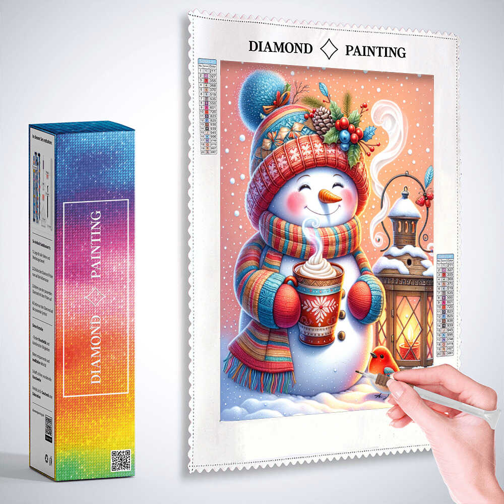 Snowman with cocoa — Diamond Painting Kit, product view 2