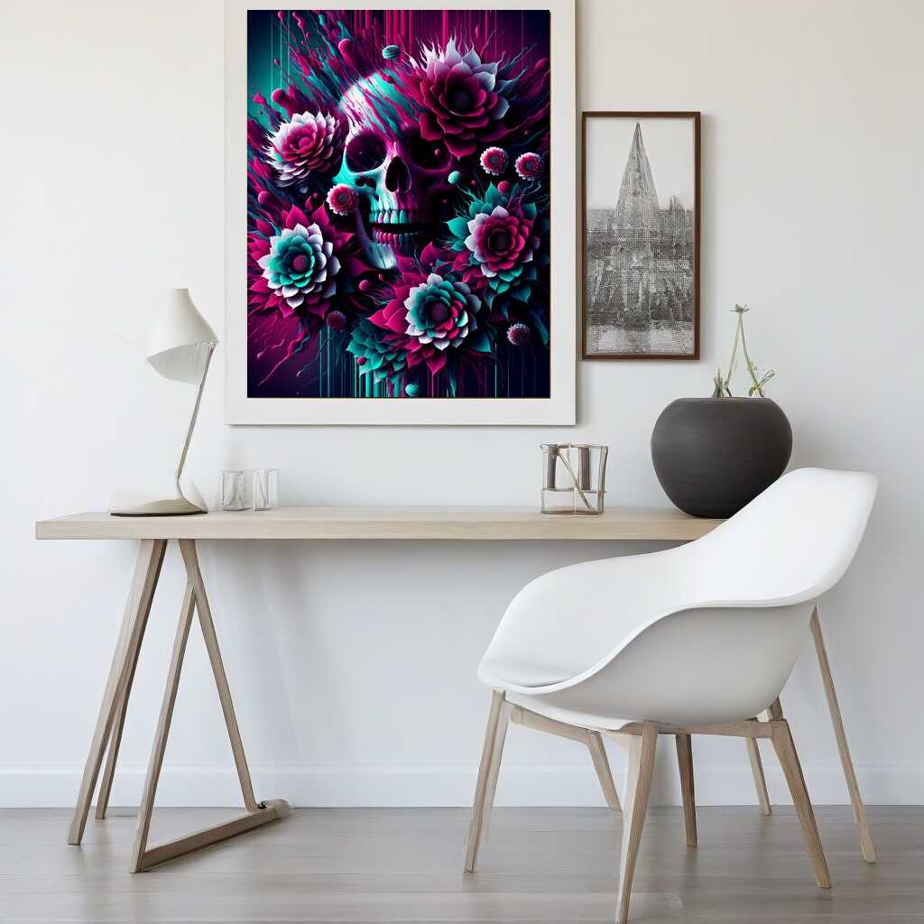 Colorful flowers and skull — Diamond Painting Kit, product view 2