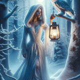 Woman with Lantern Snowy Owl — Diamond Painting Kit design
