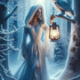 Woman with Lantern Snowy Owl — Diamond Painting Kit design