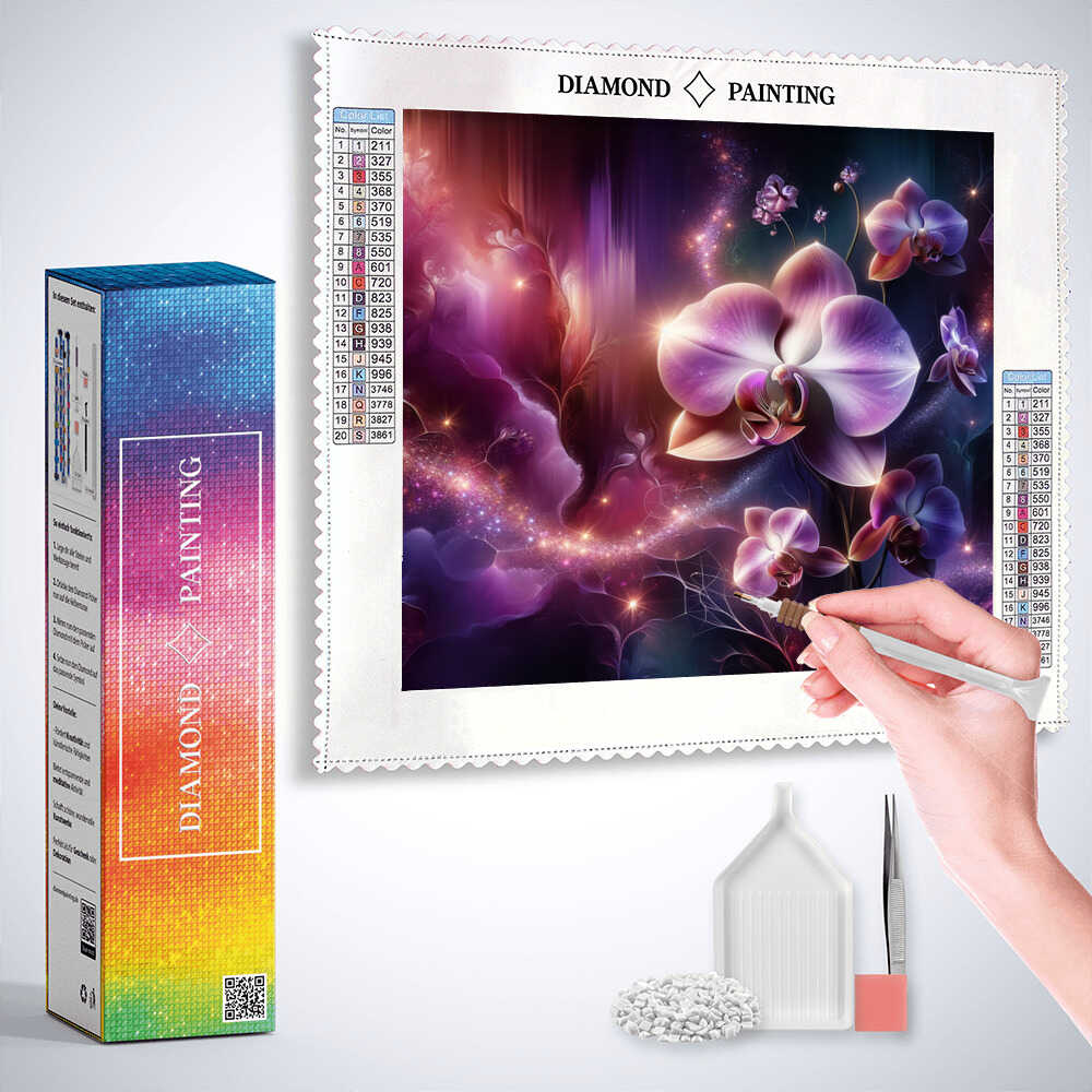 Orchid blossoms — Diamond Painting Kit, product view 3