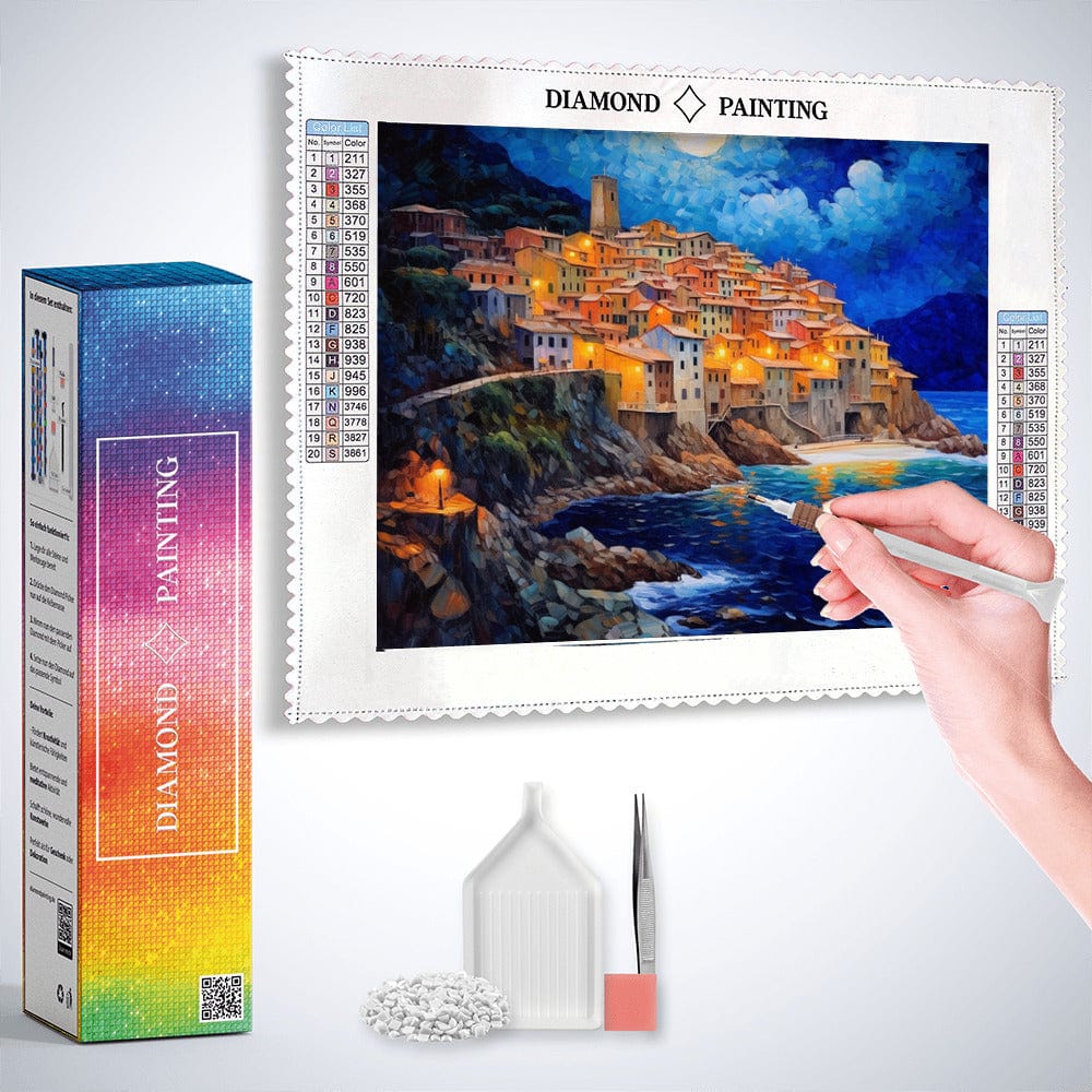 Picturesque Manarola on the Mediterranean — Diamond Painting Kit, product view 2