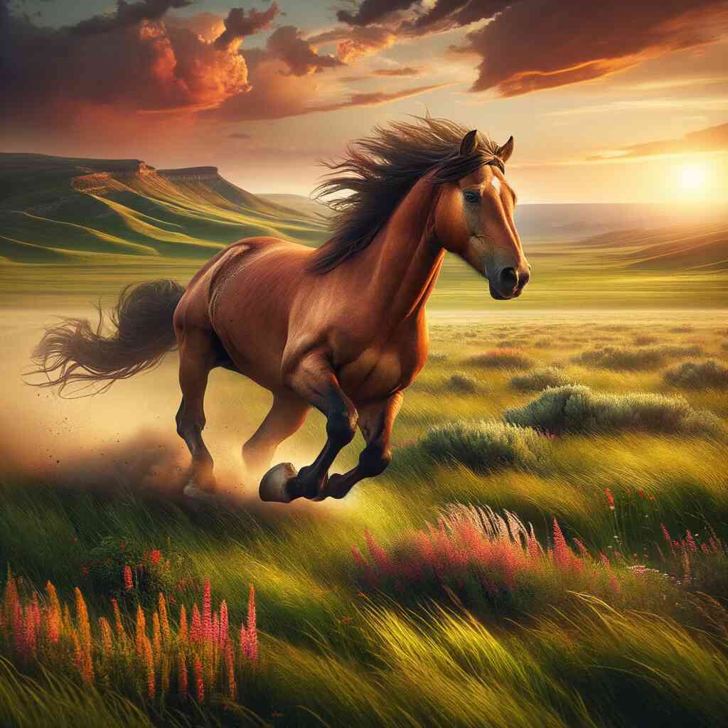 Horse Galloping at Sunset — Diamond Painting Kit design