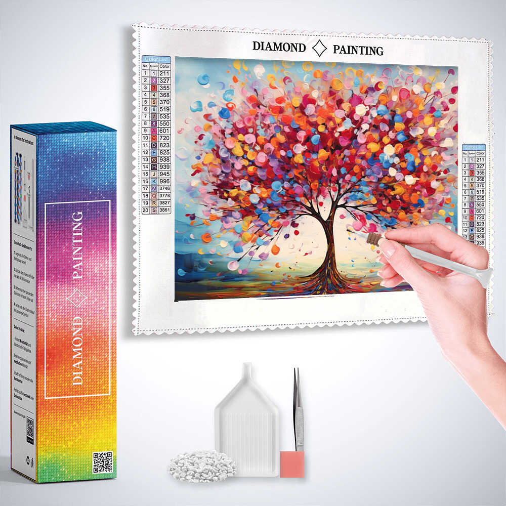 An Abstract Tree of Joyful Colors — Diamond Painting Kit, product view 3