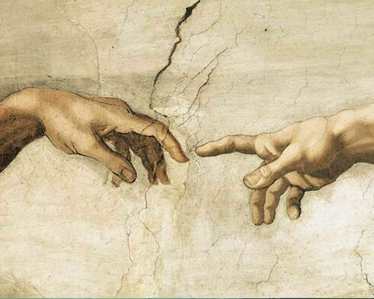 The Creation of Adam: Reaching Hands — Diamond Painting Kit design