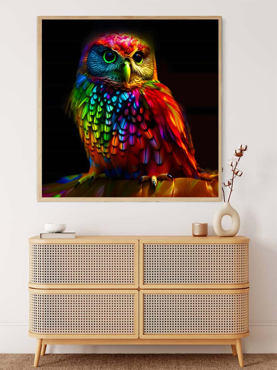 Owl frontal at night — AB Diamond Painting Kit, product view 3