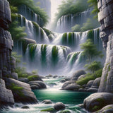 Waterfall Rocks — Diamond Painting Kit design