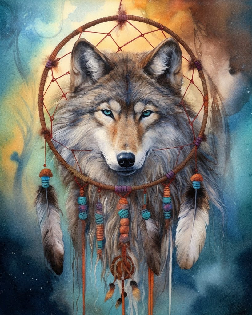 Mystic Wolf, Dreamcatcher — Diamond Painting Kit design