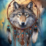 Mystic Wolf, Dreamcatcher — Diamond Painting Kit design