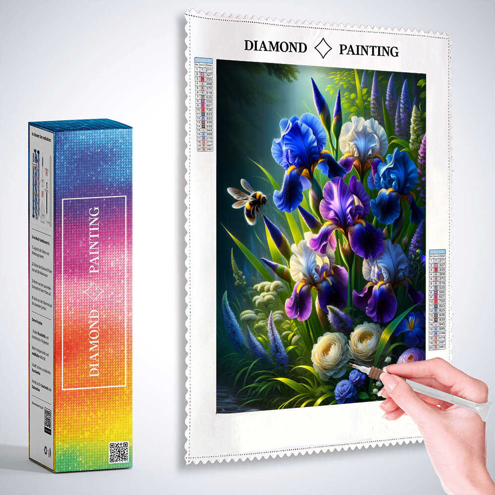 Flowers and bumblebee — Diamond Painting Kit, product view 3