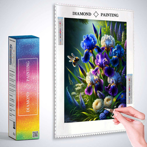 Flowers and bumblebee — Diamond Painting Kit, product view 3