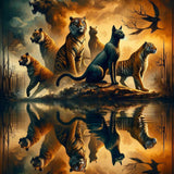 Tiger and panther, mirror images — Diamond Painting Kit design