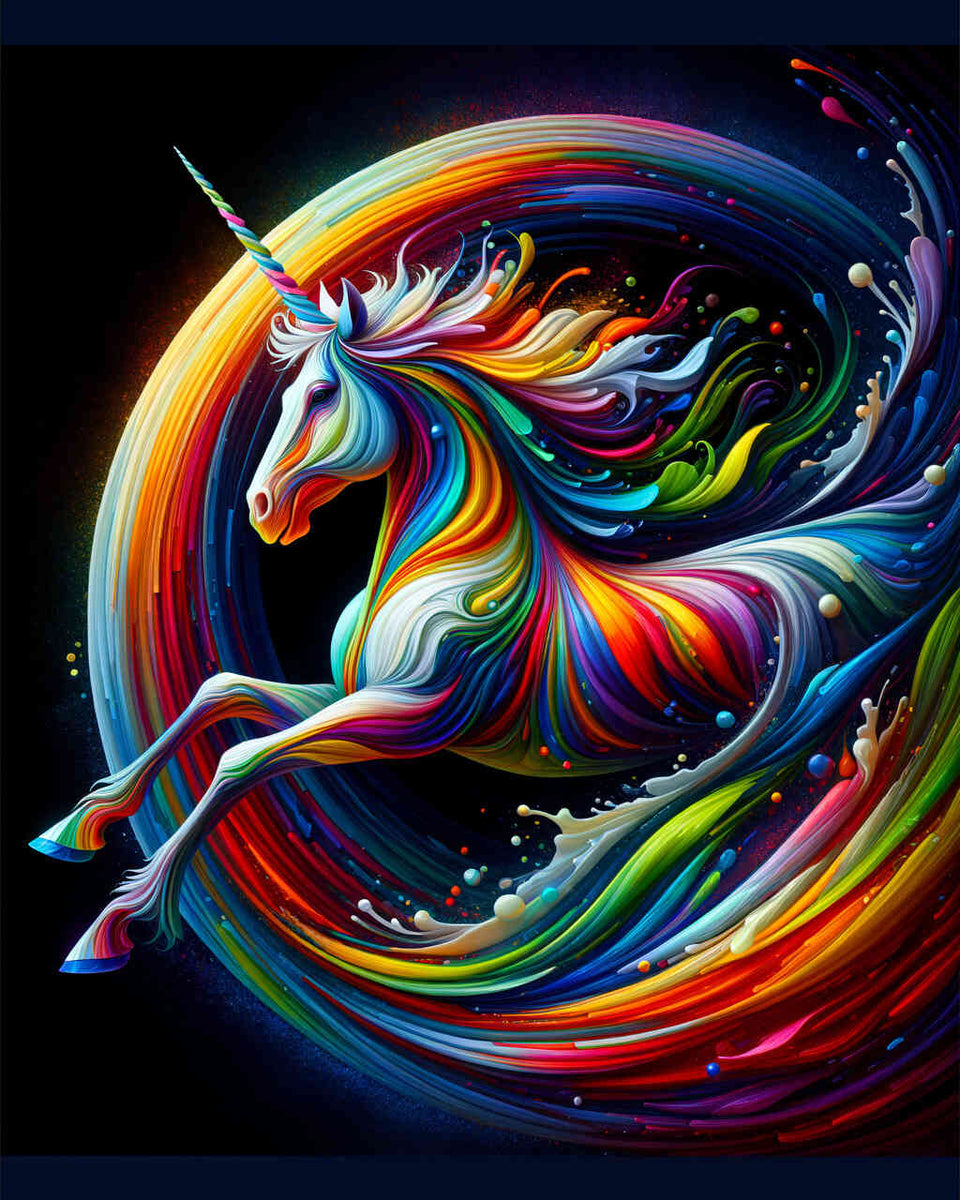 Unicorn, color mix — Diamond Painting Kit design