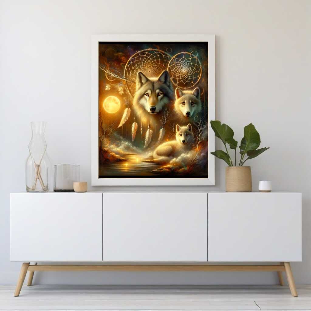 Wolves in a dreamcatcher — Diamond Painting Kit, product view 2