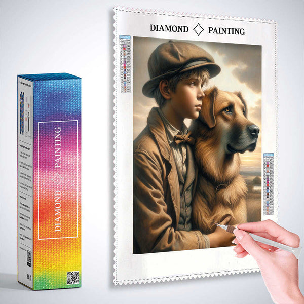 Boy with dog, friends — Diamond Painting Kit, product view 3