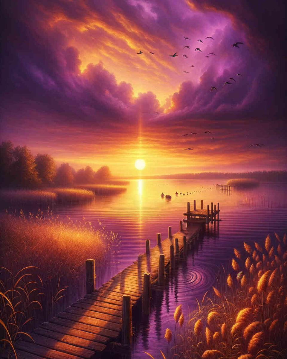 Sunset at the lake — Diamond Painting Kit design