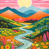 Sunrise in the Valley of Flowers — Diamond Painting Kit design