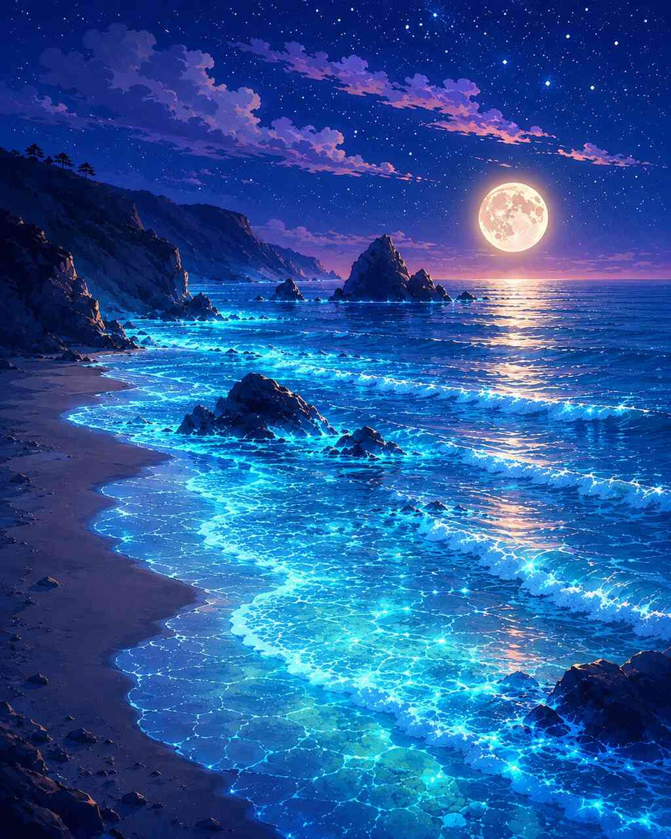 Moonlit Ocean Magic — Diamond Painting Kit design