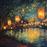 Lanterns in the Twilight — Diamond Painting Kit design