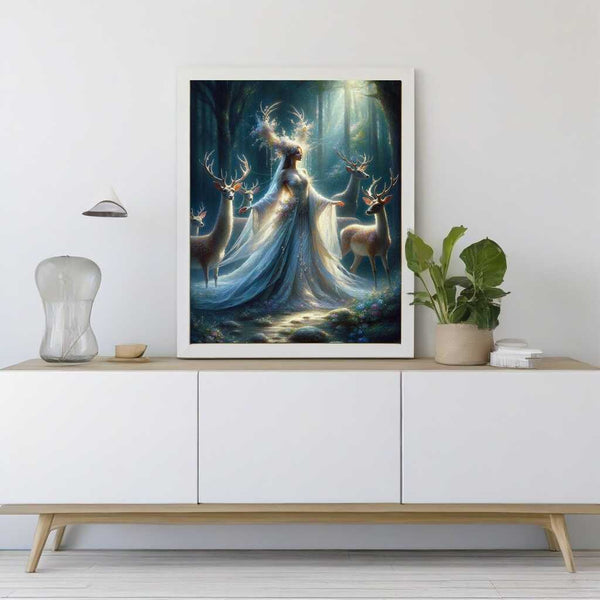 Woman with antlers and deer — Diamond Painting Kit, product view 2