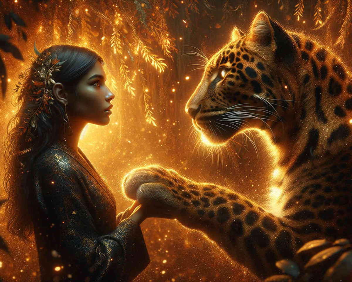 Woman and Leopard — Diamond Painting Kit design