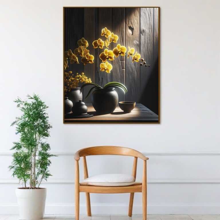 Orchid, yellow in vase — Diamond Painting Kit, product view 2